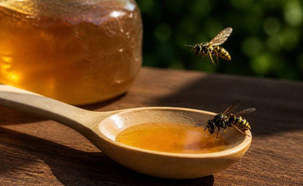 Pourquoi utiliser une cuillère en bois pour le miel face aux frelons et aux guêpes
