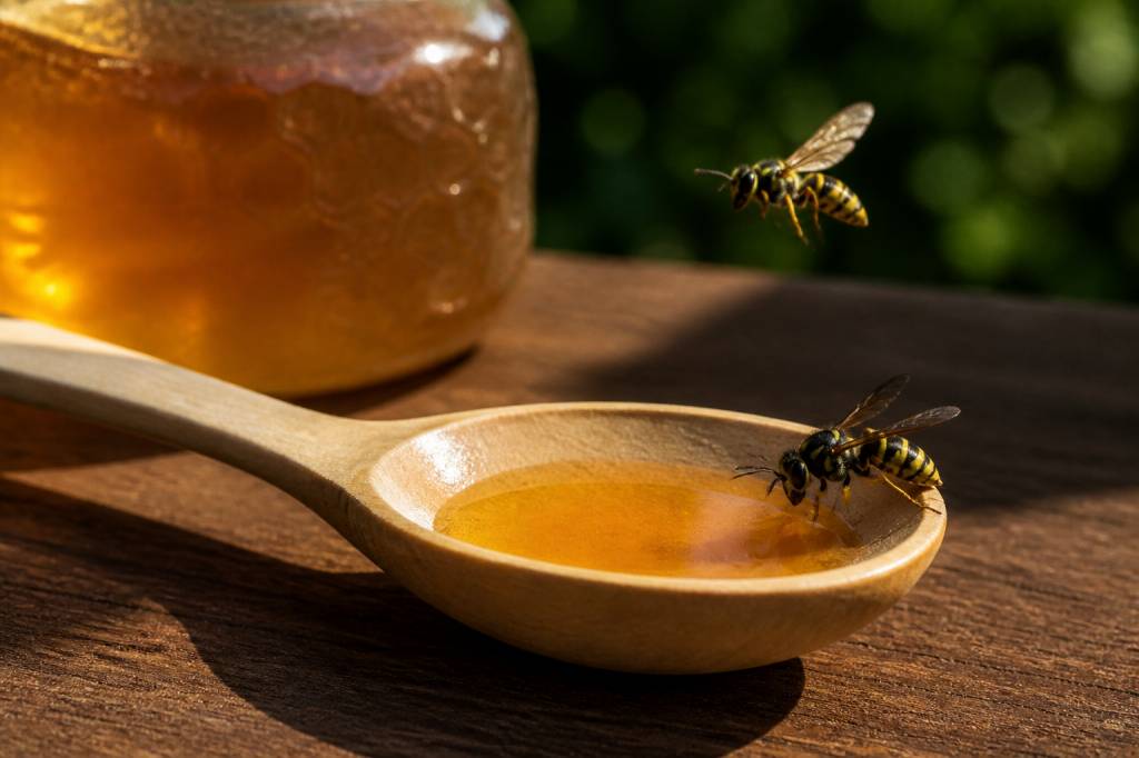 Pourquoi utiliser une cuillère en bois pour le miel face aux frelons et aux guêpes